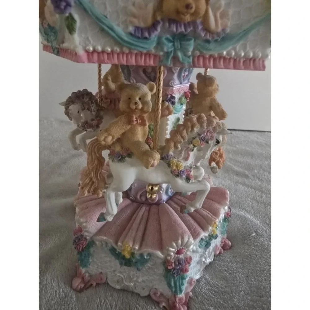 Classic Treasures Teddy Bear Carousel Music Box Plays The Teddy Bear's Picnic 9